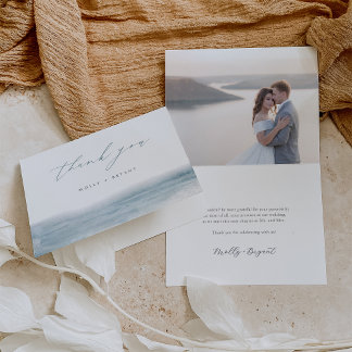 Carte De Remerciements Mariage d'aquarelle bleu côtier