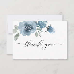Carte De Remerciements Mariage d'aquarelle bleu foncé