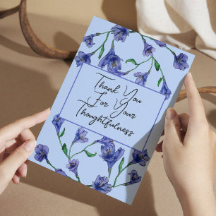 Carte De Remerciements Mariage d'aquarelle bleu violet