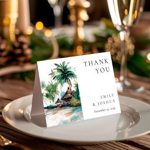 Carte De Remerciements Mariage d'aquarelle de plage Tropical