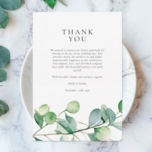 Carte De Remerciements Mariage d'aquarelle Eucalyptus vert
