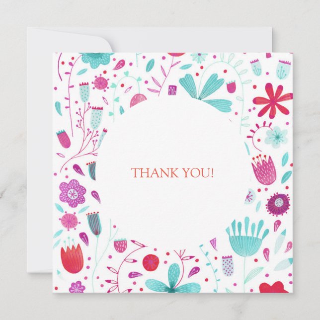 Carte De Remerciements Mariage d'aquarelle florale (Devant)