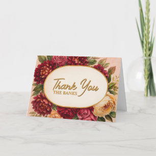 Carte De Remerciements Mariage d'aquarelle florale de Bourgogne