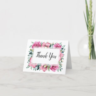 Carte De Remerciements Mariage d'aquarelle florale de l'orchidée rose mod