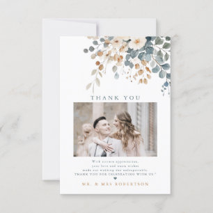 Carte De Remerciements Mariage d'aquarelle florale moelleuse