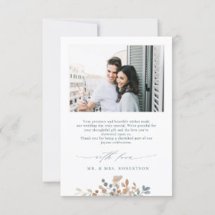 Carte De Remerciements Mariage d'aquarelle florale moelleuse