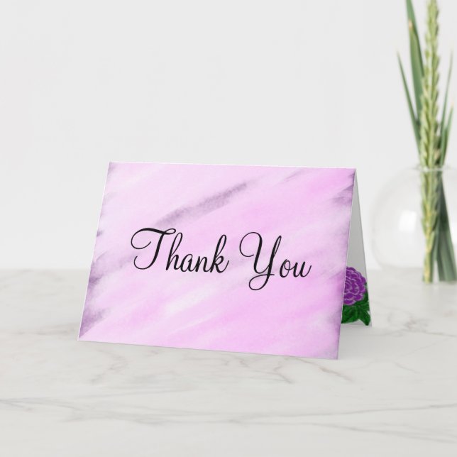 Carte De Remerciements Mariage d'aquarelle florale violet (Devant)