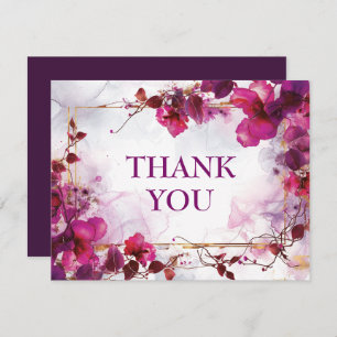 Carte De Remerciements Mariage d'aquarelle Fuchsia