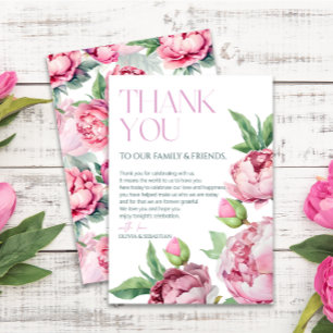 Carte De Remerciements Mariage d'aquarelle rose pâle
