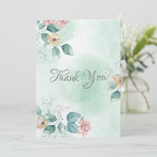 Carte De Remerciements Mariage d'aquarelle verte