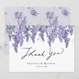 Carte De Remerciements Mariage d'aquarelle Wisteria Purple