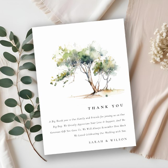 Carte De Remerciements Mariage d'arbre botanique simple minimal (Créateur téléchargé)