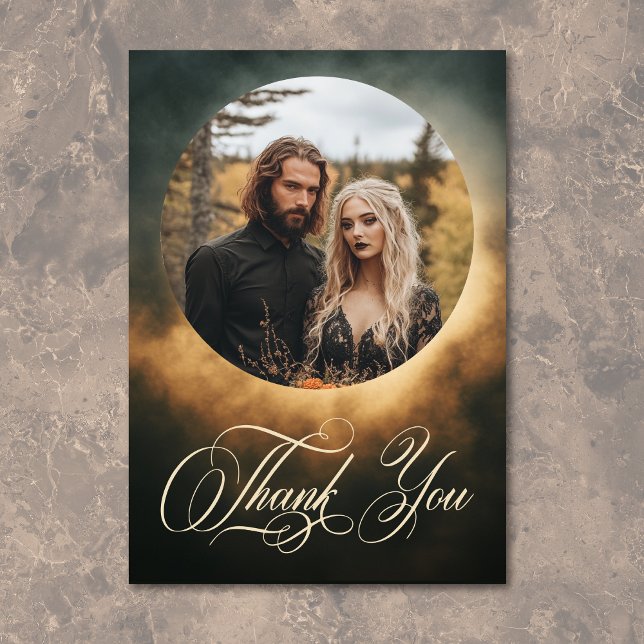 Carte De Remerciements Mariage d'arc de Pleine lune sombre gothique (Gothic Dark Full Moon Arch Wedding Thank You Card)
