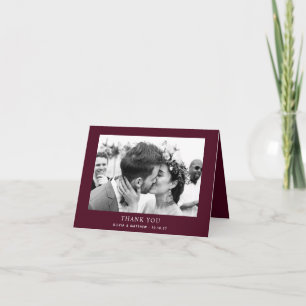 Carte De Remerciements Mariage d'automne au vin foncé Photo riche de pr