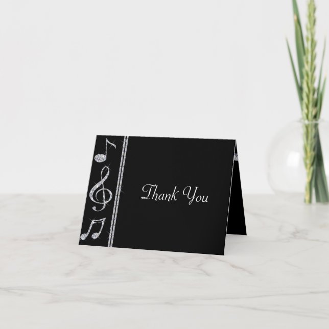 Carte De Remerciements Mariage de Amoureux de Musique Diamant Brillance s (Devant)