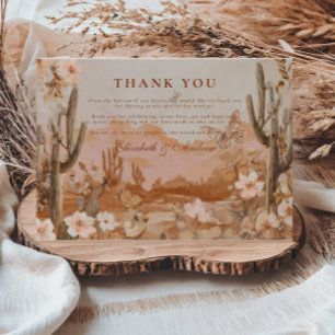 Carte De Remerciements Mariage de Boho Desert Sunset Cactus