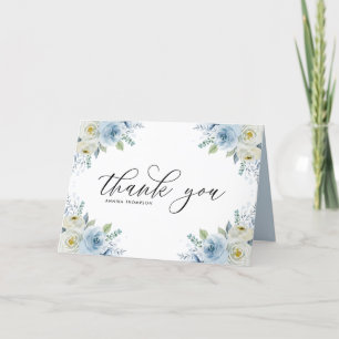 Carte De Remerciements Mariage de bouquet floral bleu clair