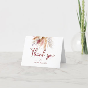 Carte De Remerciements Mariage de bouquet Pampas Peach rose moderne