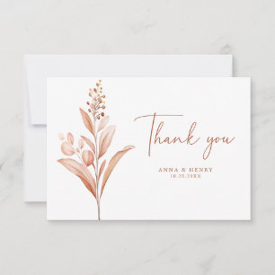 Carte De Remerciements Mariage de bouquet Rustique Feuille Peach