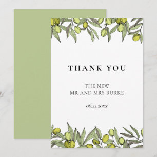 Carte De Remerciements Mariage de branche Olive moderne