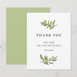 Carte De Remerciements Mariage de branche Olive moderne