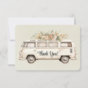 Carte De Remerciements Mariage de bus Vintage vert clair
