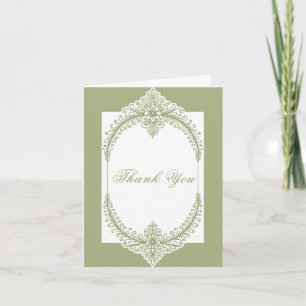 Carte De Remerciements Mariage de cadre à la française vert olive