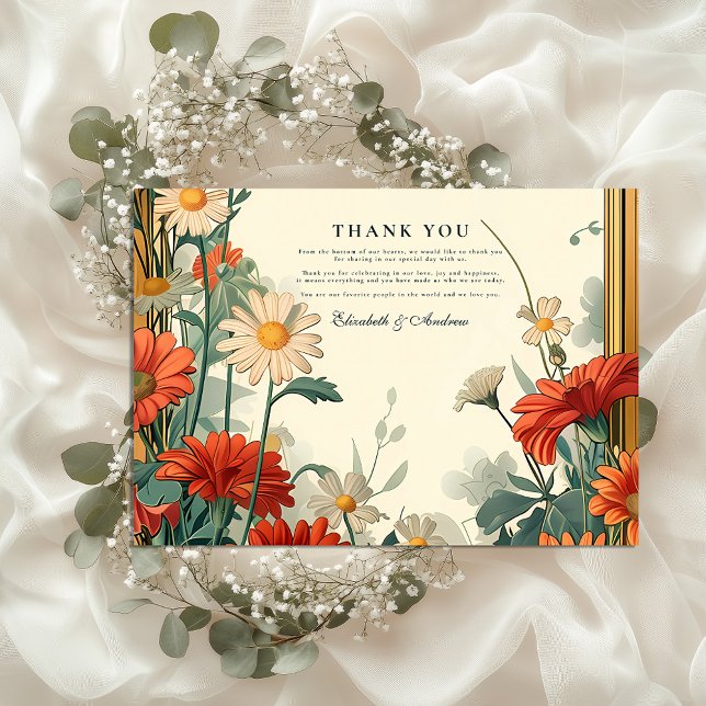 Carte De Remerciements Mariage de cadre Fleur sauvage Art Nouveau (Créateur téléchargé)