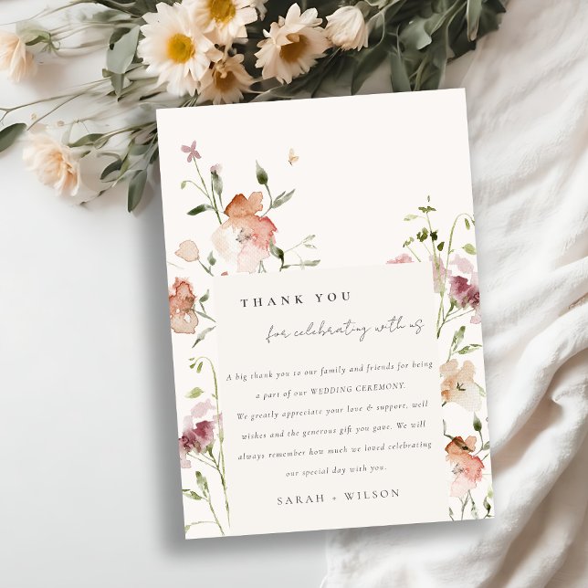 Carte De Remerciements Mariage de cadre floral à mousse souple (Créateur téléchargé)