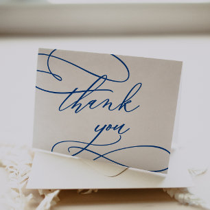 Carte De Remerciements Mariage de calligraphie bleue Sapphire romantique