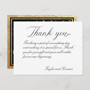 Carte de remerciements Mariage de calligraphie cla