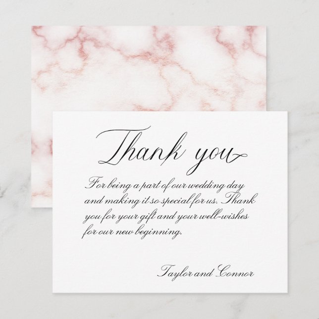 Carte de remerciements Mariage de calligraphie cla (Devant / Derrière)