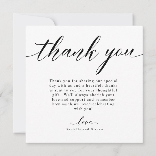Carte de remerciements Mariage de calligraphie de  (Devant)