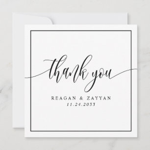 Carte De Remerciements Mariage de calligraphie noir et blanc