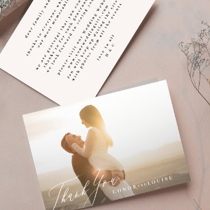 Carte De Remerciements Mariage de calligraphie noir et blanc classique Ph