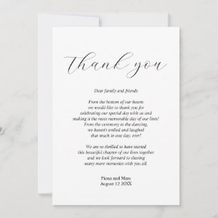 Carte de remerciements mariage de calligraphie sim
