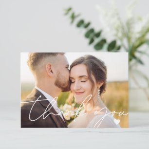 Carte De Remerciements Mariage de calligraphie simple à 2 scripts photo