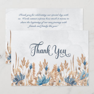Carte De Remerciements Mariage de champs de Cornflowers bleus et blé