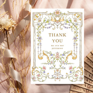 Carte De Remerciements Mariage de charpente florale de Grace Orné Victori