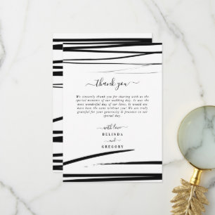 Carte De Remerciements Mariage de code QR Abstrait noir moderne