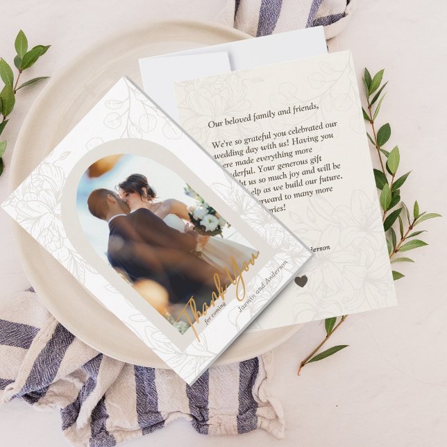 Carte de remerciements Mariage de Collage de photo (Minimalist Photo Collage Wedding Thank You Card)