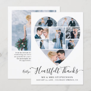 Carte De Remerciements Mariage de collection de photos de coeur de script