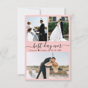 Carte De Remerciements Mariage de collection photo de script moderne rose