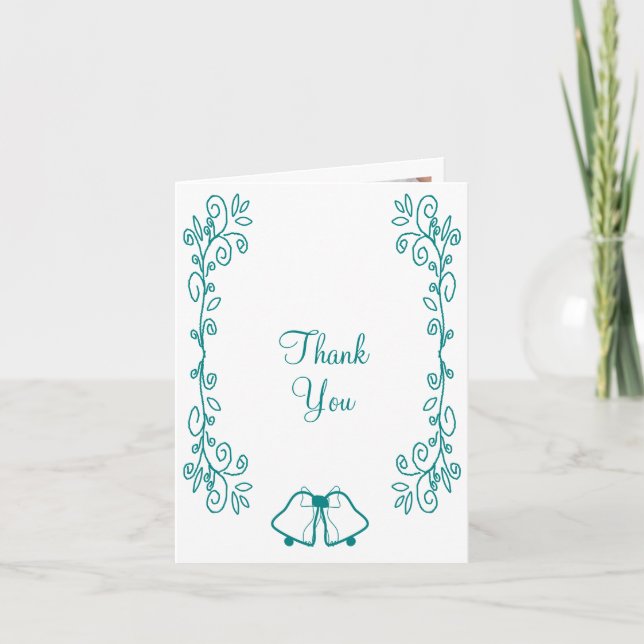 Carte De Remerciements Mariage de conception turquoise pour le défilement (Devant)