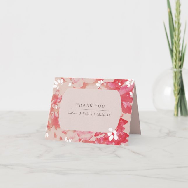 Carte De Remerciements Mariage de corail rose flou rose (Devant)