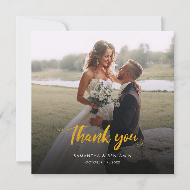 Carte de remerciements mariage de couples à lettre (Devant)