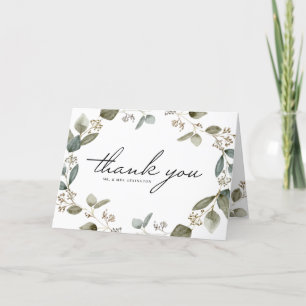 Carte De Remerciements Mariage de couronnes d'Eucalyptus à aquarelle