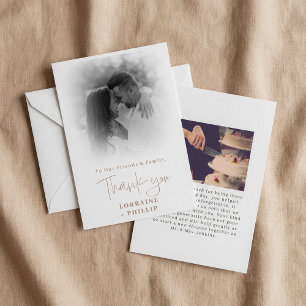 Carte De Remerciements Mariage de dégradé de photo en couleur de script r