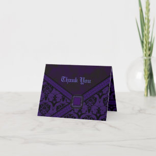 Carte De Remerciements Mariage de dentelle violet et noire