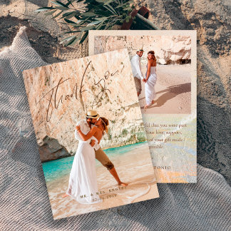 Carte De Remerciements Mariage de Destination de Plage Photo Boho Chic